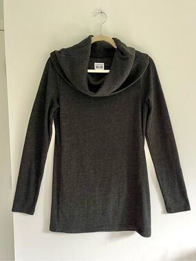 Converse One Star Women's Longline Dark Gray Cowl Neck Cozy Tunic Sweater